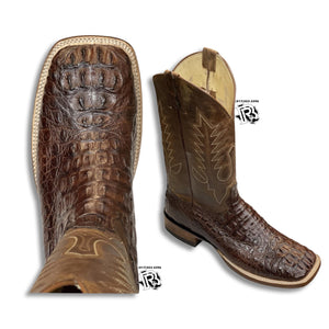 “ Remington “ | MEN WESTERN SQUARE TOE BOOTS ORIGINAL LEATHER CHOCOLATE