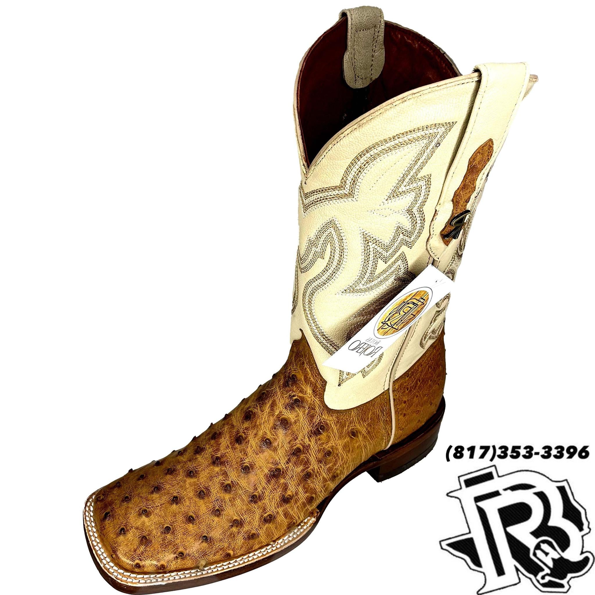 ORIGNAL OSTRICH UMBER | MENS SQUARE TOE BOOTS