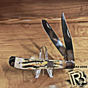 Twisted X KNIFE | 2 blade RUSTIC BONE handle knife XK2004