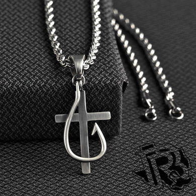 TWISTER CROSS AND FISH HOOK NECKLACE 32134