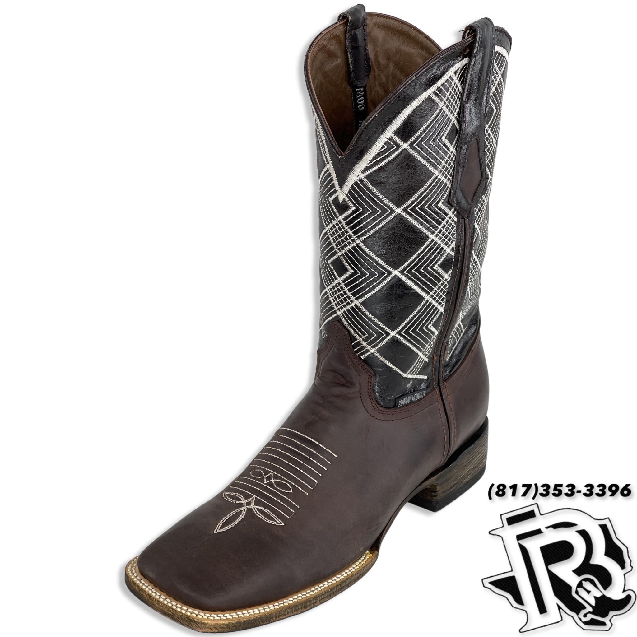 “ Gunner “ | Men Western Square Toe Boot Dark Brown Leather  #707