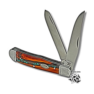 “ Adrian  “ | HOOEY WESTERN POCKET KNIFE RUSTIC WOOD DESIGN HK115-02
