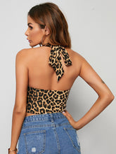 Load image into Gallery viewer, LEOPARD CROP HALTER TOP