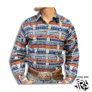 “ Hunter “ | Men Western Shirt Aztec Long Sleeve Shirt 10039301