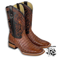 Load image into Gallery viewer, ORIGNAL -CAIMAN TAIL COGNAC | MEN WESTERN SQUARE TOE BOOTS