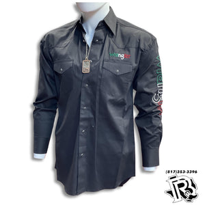 “ Wyatt “ | MEN WRANGLER WESTERN SHIRT BLACK MEXICO FLAG 112317124