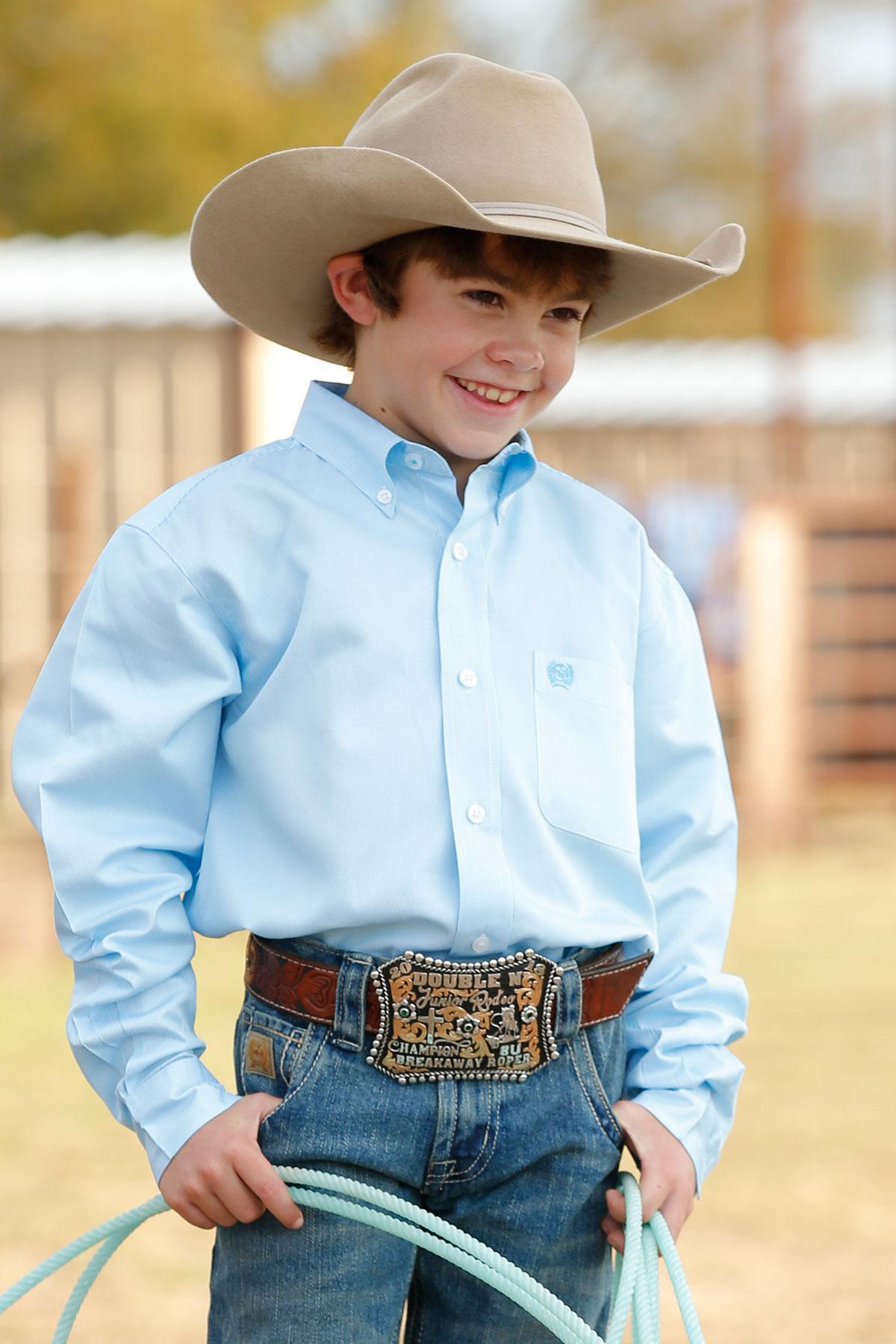CINCH BOYS BLUE STRIPE LONG SLEEVE SHIRT MTW7060194