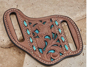 KNIFE SHEATH PIERCED BUCK LACE EDGE TURQUOISE 1806033