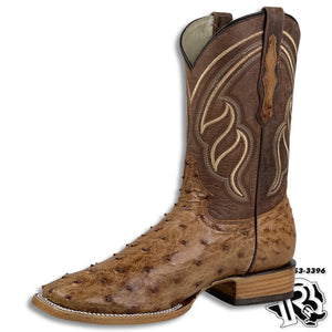 ORIGINAL OSTRISH | MEN BRANDY BRUCIATO WESTERN SQUARE TOE BOOTS