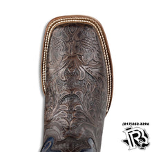 Load image into Gallery viewer, TOOLED LEATHER PRINT | BROWN MEN SQUARE TOE WESTERN COWBOY BOOTS