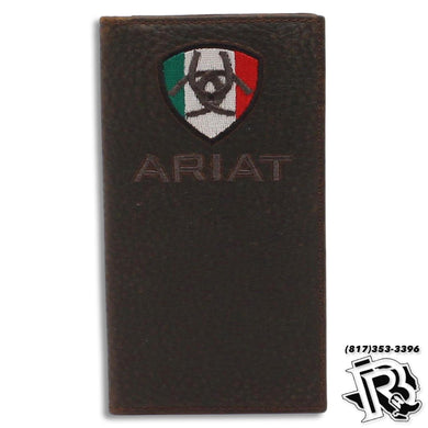 ARIAT MENS RODEO WALLET MEXICAN FLAG LOGO BROWN ROWDY