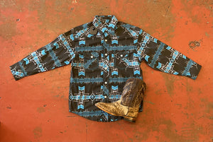 Boys Aztec long sleeve shirt teal |B8S2024