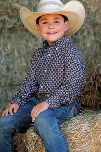 BOYS LONG SLEEVE MEDALLION PRINT NAVY CINCH |MTW7060285