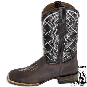 “ Gunner “ | Men Western Square Toe Boot Dark Brown Leather  #707