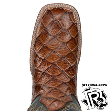 Load image into Gallery viewer, BIG BASS (FISH BOOT) PRINT | MEN SQUARE TOE BOOTS COGNAC