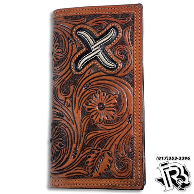 TWISTED X WALLET RODEO,TAN,FLORAL TOOLED, GOLD X  XRC-6