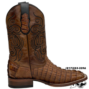 CAIMAN TAIL ORIGNAL | TAN SQUARE TOE MEN SQUARE TOE BOOTS