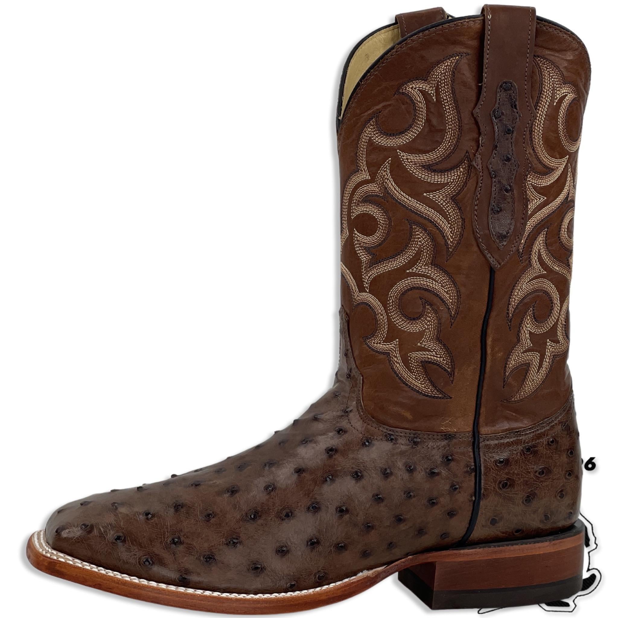 Justin Tobacco Brown Full Quill Ostrich Cowboy Boots Square Toe