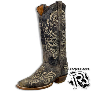 WOMEN BOOTS |WILD FLOWERS STITCHED SQUARE TOE STYLE #115342