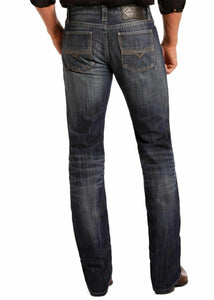 Rock & Roll Cowboy Men's Revolver Slim Straight Leg Medium Wash Jeans M1R4440