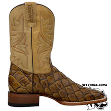 Load image into Gallery viewer, BIG BASS (FISH BOOTS) PRINT | MEN SQUARE TOE BOOTS SADDLE