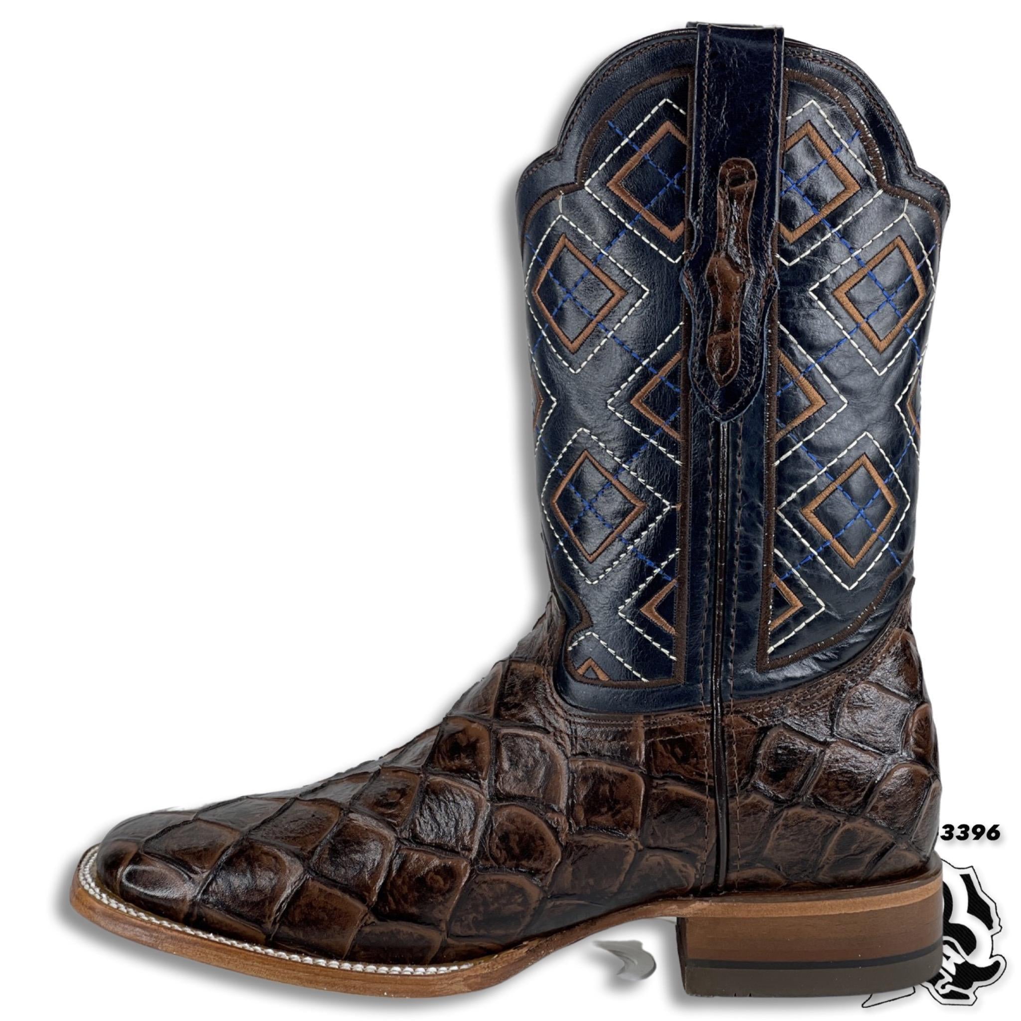 FISH CAFE PRINT | MEN SQUARE TOE WESTERN COWBOY BOOTS