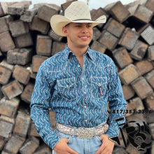 Load image into Gallery viewer, BLUE PRINT | LONG SLEEVE MEN WESTERN SHIRT