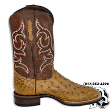 Load image into Gallery viewer, OSTRICH RUBBER SOLE BOOTS |ANTIQUE SADDLE MEN SQUARE TOE BOOTS