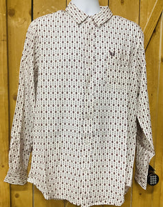 MENS LONG SLEEVE BUTTOM DOWN BURGUNDY PANHANDLE | PPMSODRZ04