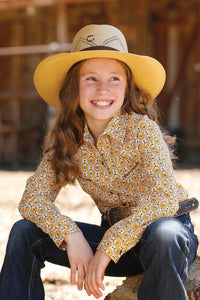 CRUEL GIRLS GEOMETRIC PRINT WESTERN SHIRT YELLOW |CTW3370008