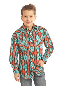 Rock and Roll Cowboy Long Sleeve Aztec Print Shirt B8S2331