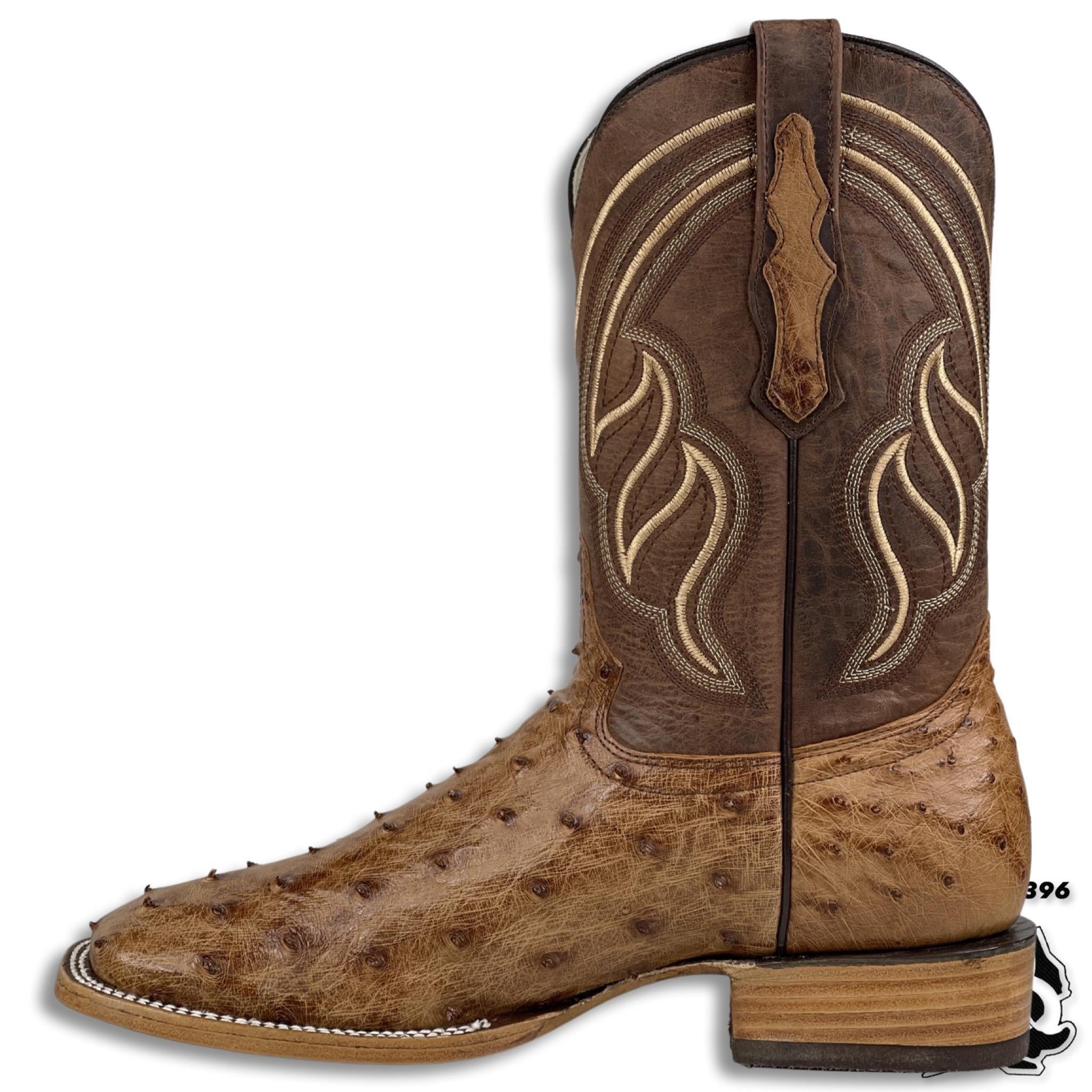 ORIGINAL OSTRISH | MEN BRANDY BRUCIATO WESTERN SQUARE TOE BOOTS