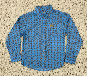 Boys long sleeve blue print shirt |MTW7060308