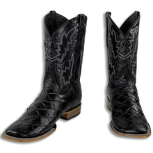 Load image into Gallery viewer, BLACK FISH PRINT | MEN SQUARE TOE WESTERN BOOTS