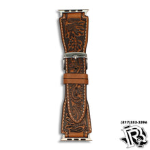 Load image into Gallery viewer, WATCH BAND|  42-44MM FLORAL EMBOSED BROWN