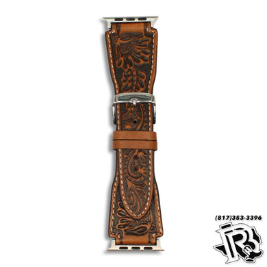 WATCH BAND|  42-44MM FLORAL EMBOSED BROWN
