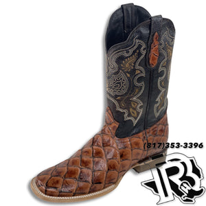PRINT FISH BOOTS | CONGAC MEN SQUARE TOE WESTERN BOOTS STYLE #1212