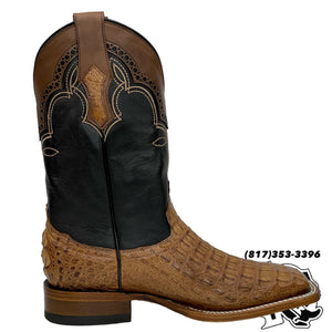 CAIMAN HORN BACK ORIGNAL | TAN SQUARE TOE MEN BOOTS