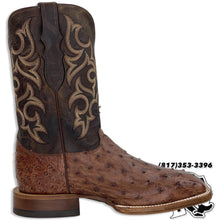 Load image into Gallery viewer, OSTRICH ANTIQUE BROWN ORIGNAL | JUSTIN BOOTS MEN SQUARE TOE WESTERN BOOTS