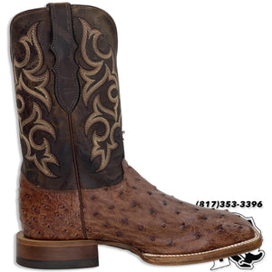 OSTRICH ANTIQUE BROWN ORIGNAL | JUSTIN BOOTS MEN SQUARE TOE WESTERN BOOTS