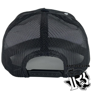 “KYLE” | BR TOOLED LEATHER PATCH CAP BLACK/BLACK