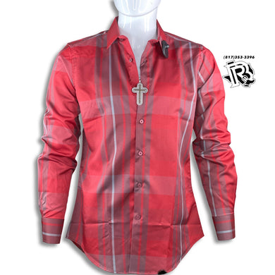 “ ALEXIS “ | MEN LONG SLEEVE SHIRT BROWN BUTTON UP RED