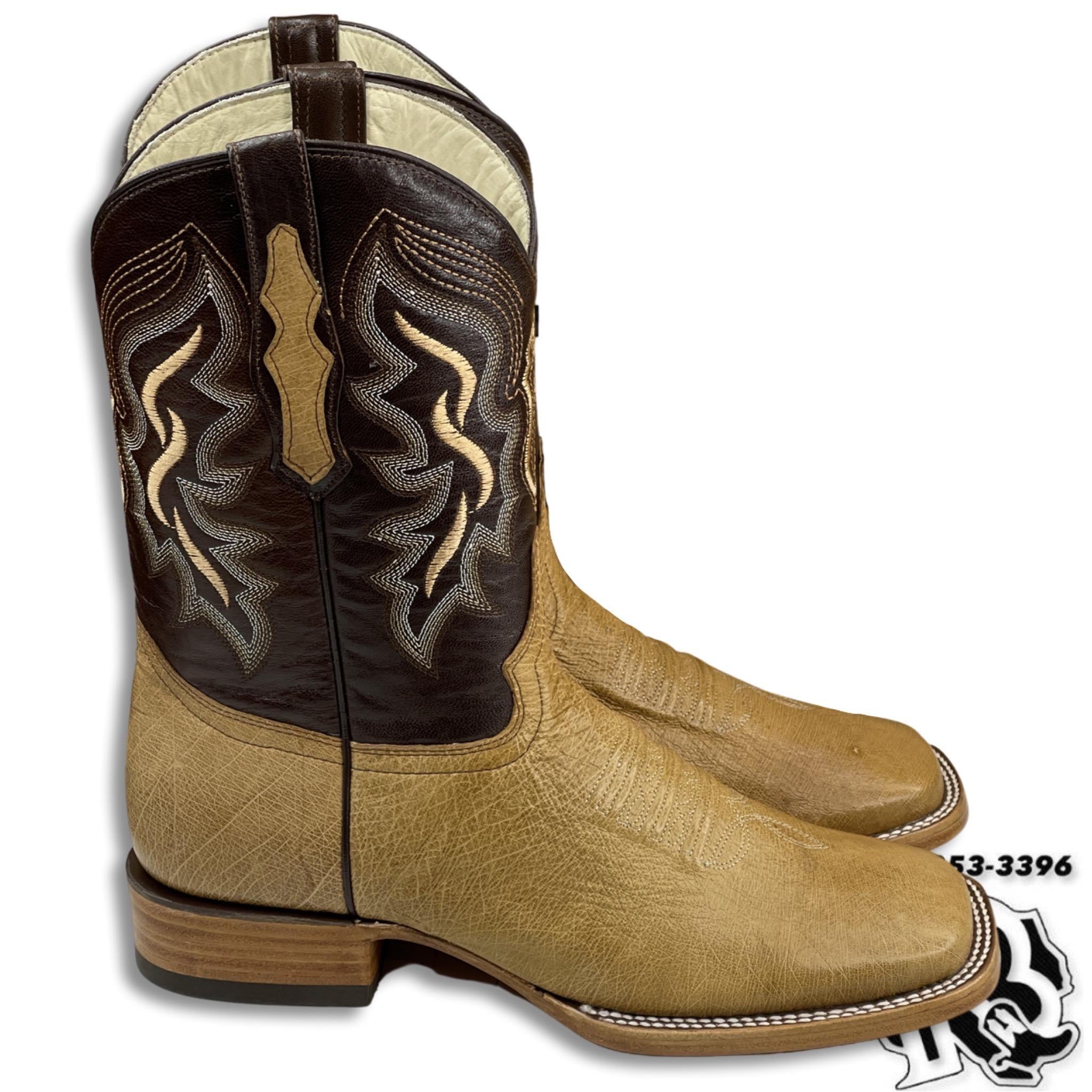 ORIGINAL SOFT OSTRISH | MEN UMBER WESTERN SQUARE TOE BOOTS