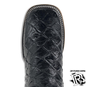 BLACK FISH PRINT | MEN SQUARE TOE WESTERN BOOTS