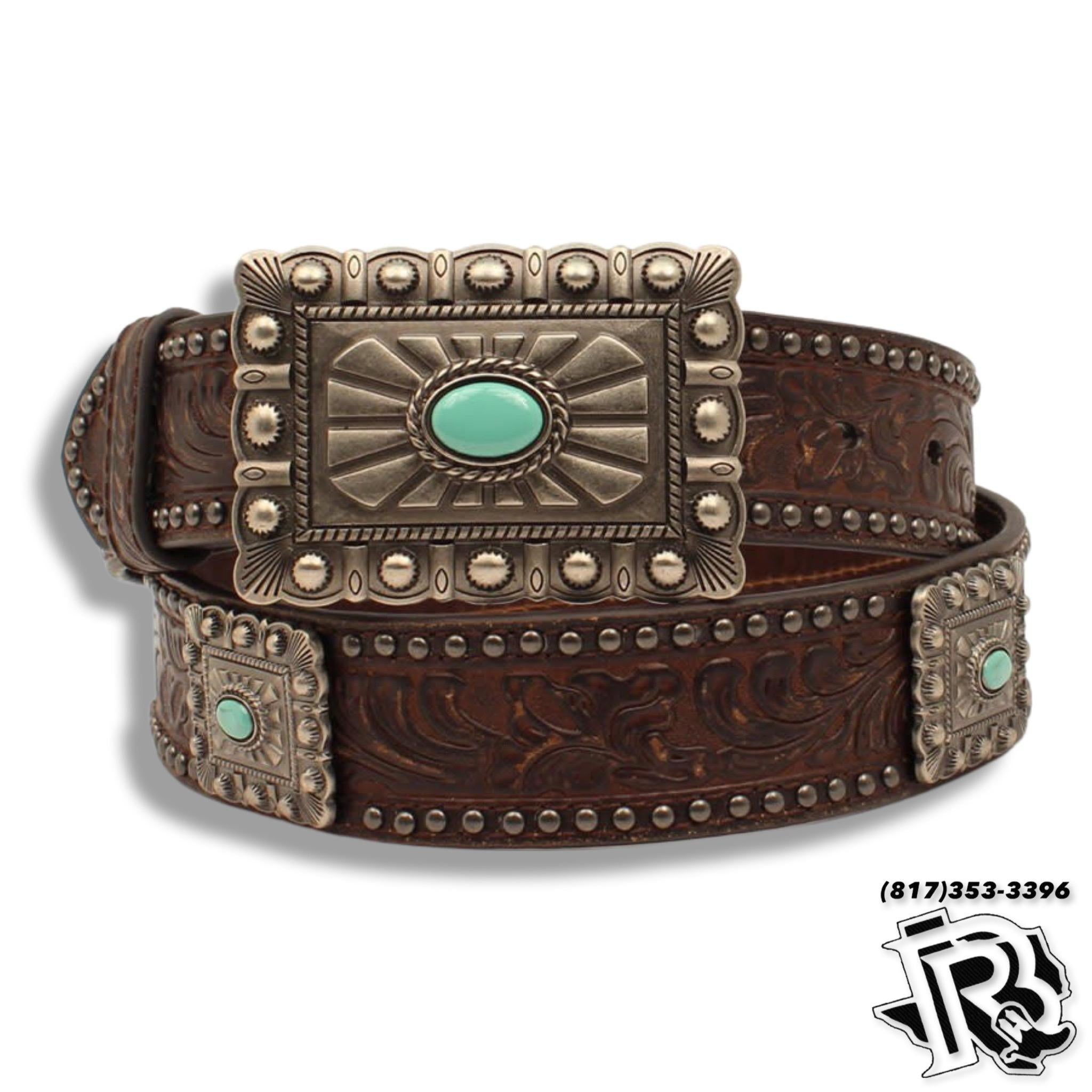 ARIAT | WOMEN BELT BROWN TURQUOISE STONES  (A1530902)