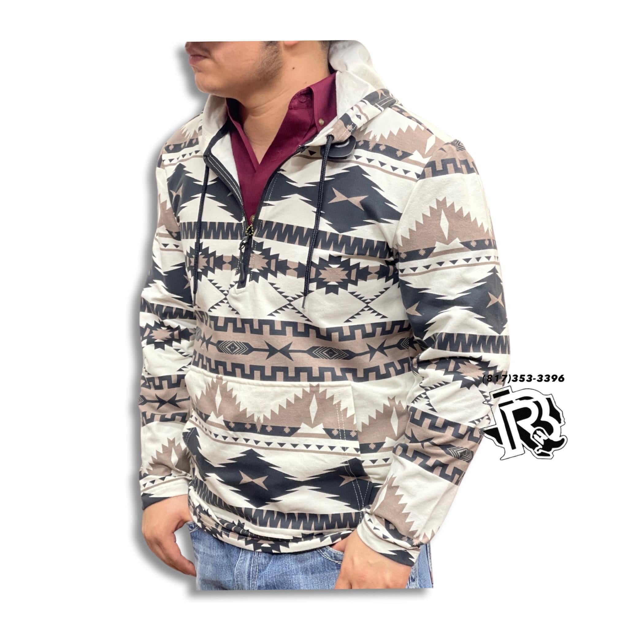 Calvin “ | MEN WESTERN HOODIE CREAM AZTEC PATTERN PRMO91RZXN – Botas Rojero