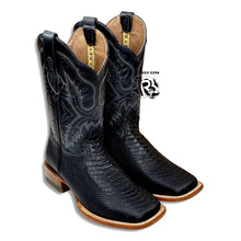 Load image into Gallery viewer, -PYTHON BLACK PRINT | MEN WESTERN SQUARE TOE BOOTS