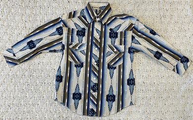 Boys Aztec vintage snap brown shirt | RRBSOSR0QB