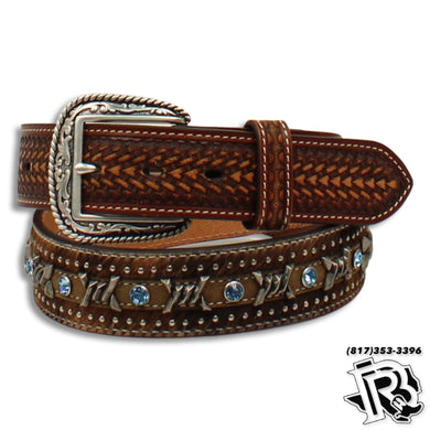 Ariat Mens Belt Embossed Leather and Calf Hair Strap A1027202 FINAL SALE