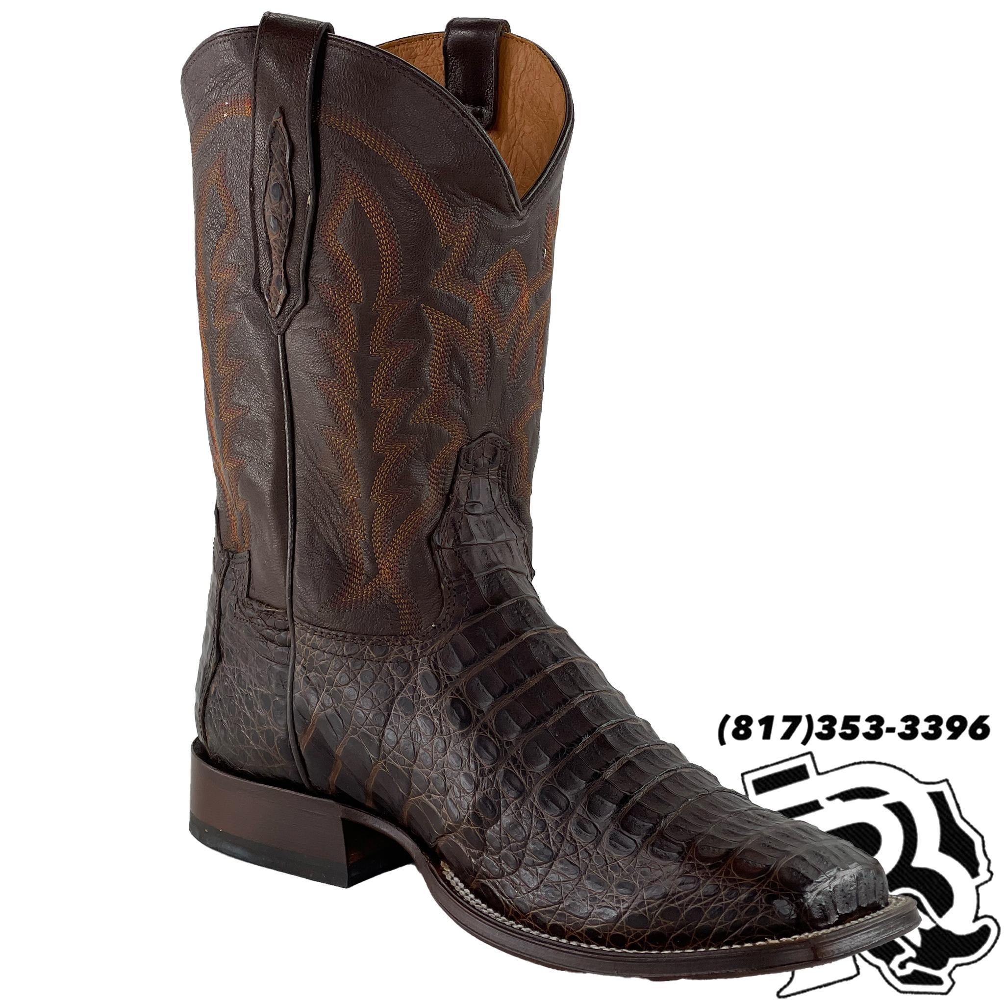 HORNBACK CAIMAN TONY LAMA DARK BROWN MEN SQUARE TOE BOOT Botas